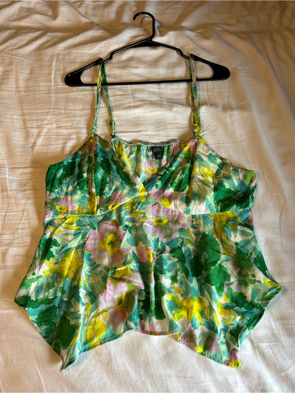 Green Floral Flowy Tank Top